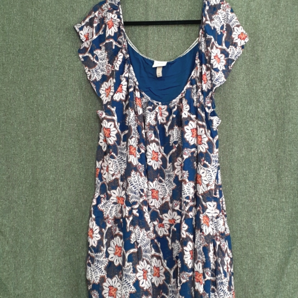 Knox Rose plus size Short Flutter Sleeve Midi dress Navy Blue L.Pink Floral 2x